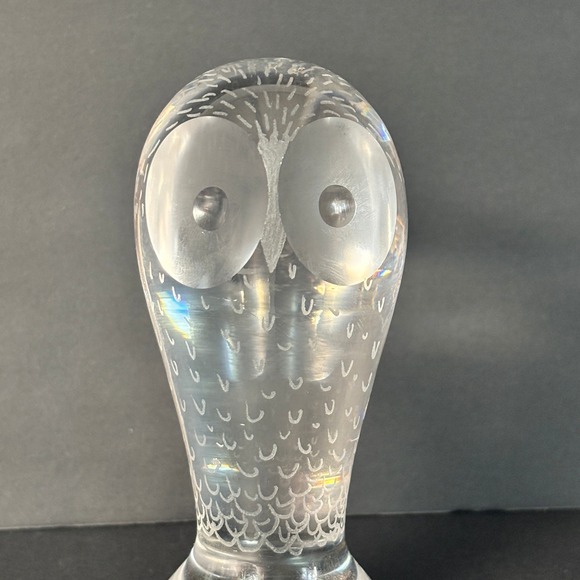 Set of 2 Vicke Lindstrand Kosta Crystal Owls - Signed f 15 & LG 2458 Sweden - Picture 2 of 8